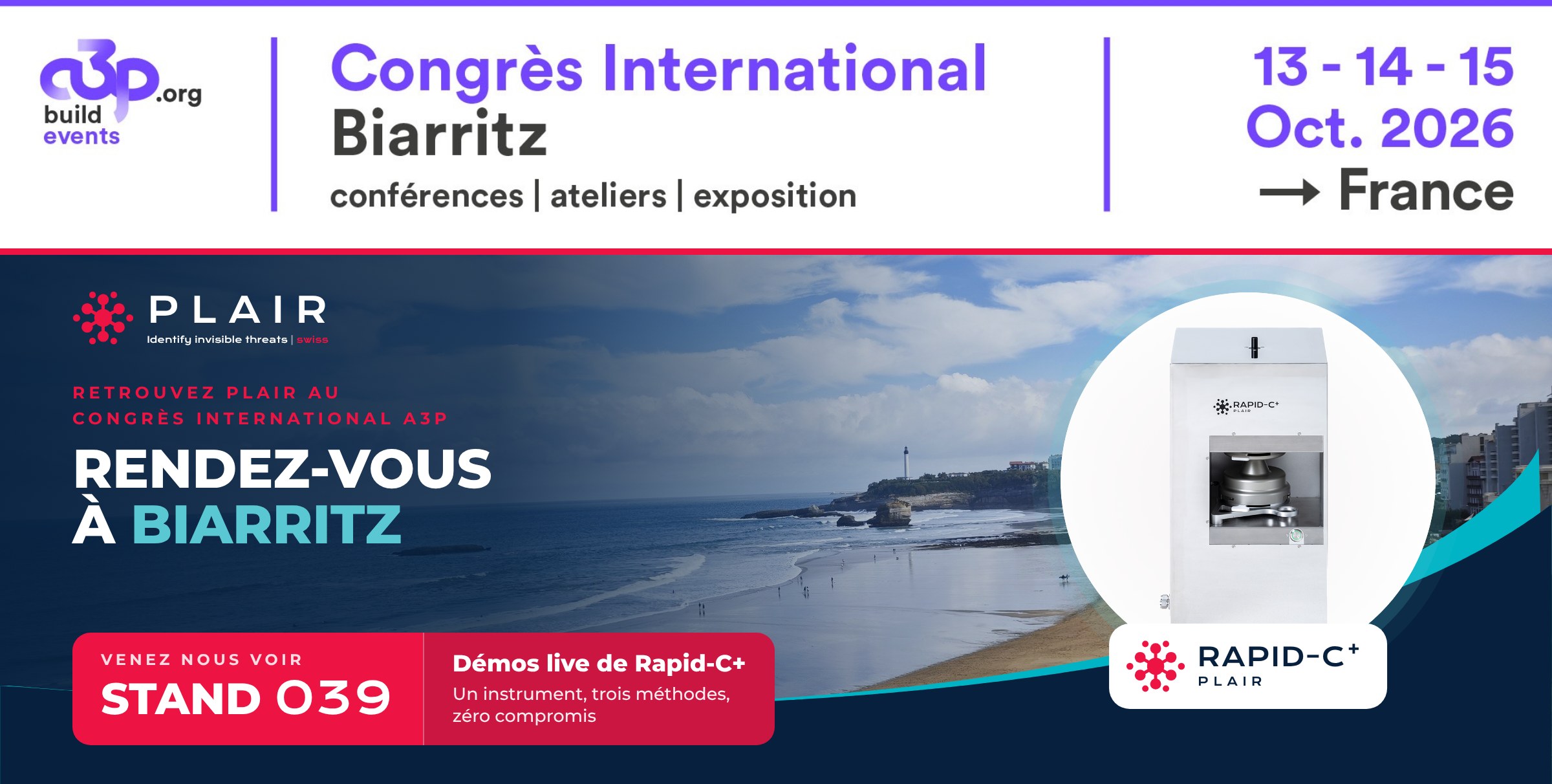Plair expose Rapid-C+ au Congrès International A3P de Biarritz 2026, stand O39